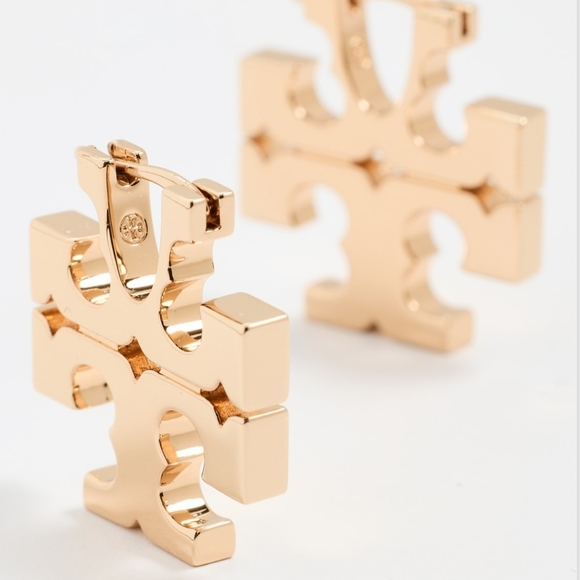 Tory Burch Gold Logo Stud Earrings - Picture 3 of 4